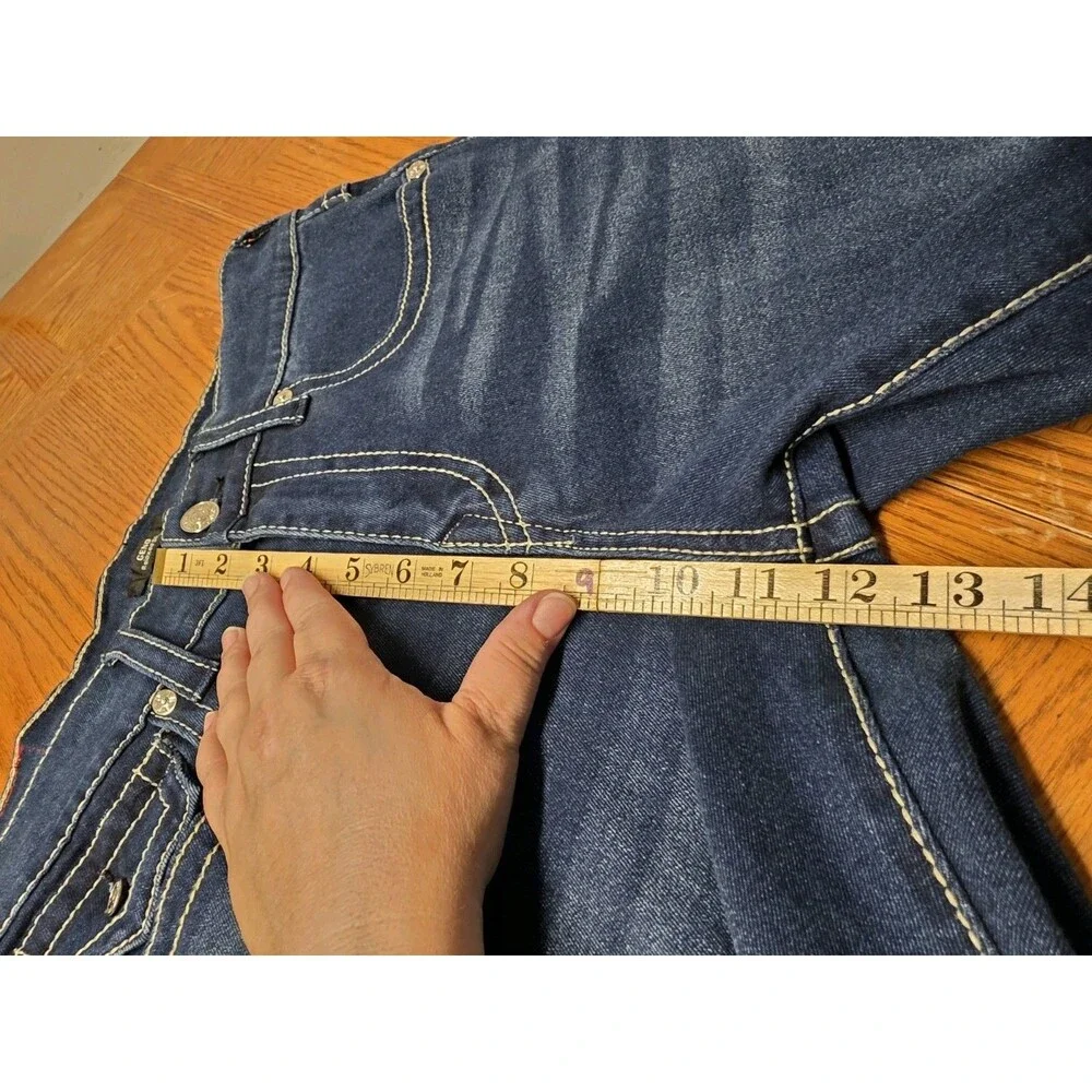 NWT True Religion Jeans Geno Big T Flap Slim Medium Lagoon Wash 34 x 32 Blue